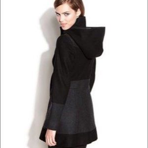 Guess Two-Tone Wool Blend Hooded Peacoat XXL